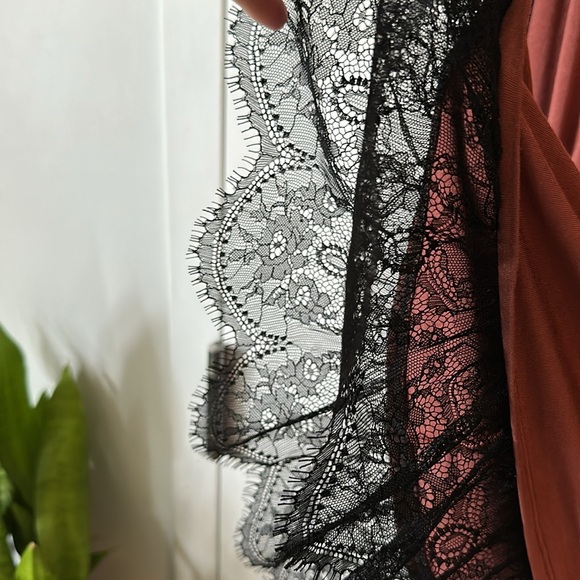 LOGO by Lori Goldstein Rust Top with Black Lace - Picture 9 of 14